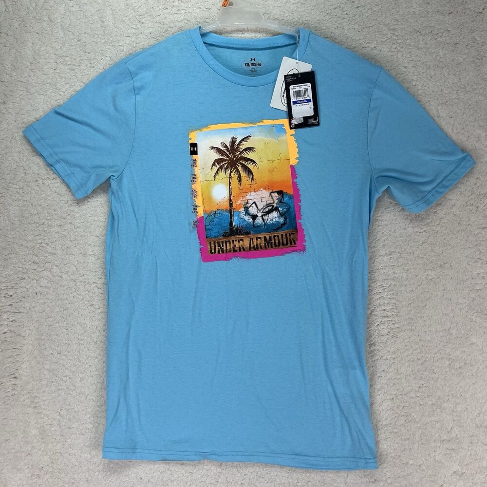 Under Armour Boys Size Extra Large - in the Shade Short Sleeve T-Shirt Blue NWT - Picture 3 of 8